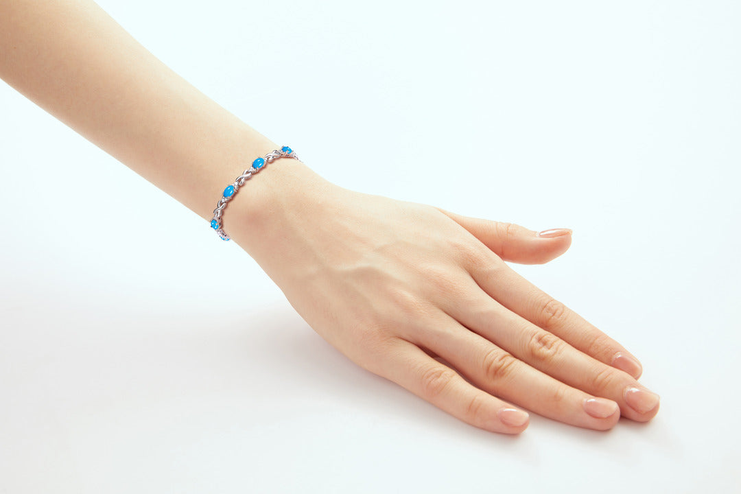 RYLOS Bracelets for Women Yellow Gold Plated Silver XO Hugs & Kisses Tennis Bracelet Gemstone & Diamonds Adjustable to Fit 7"-8" Wrist, 10 Gorgeous 6X4MM Jewelry for Women Friendship Bracelets