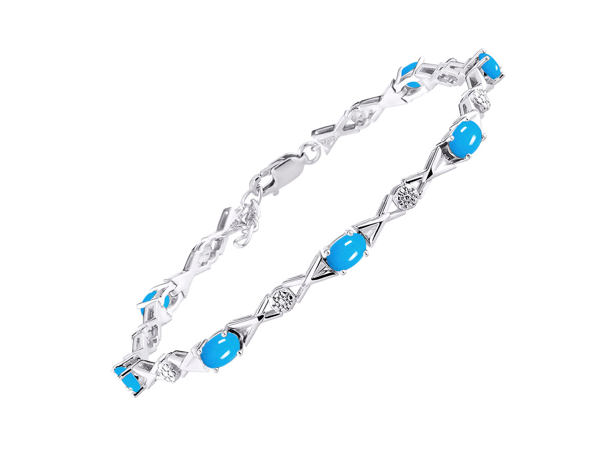 RYLOS Bracelets for Women 925 Sterling Silver XOXO Hugs & Kisses Tennis Bracelet Gemstone & Genuine Diamonds Adjustable to Fit 7"-8" Wrist, 10 Gorgeous 6X4MM Jewelry for Women Friendship Bracelets