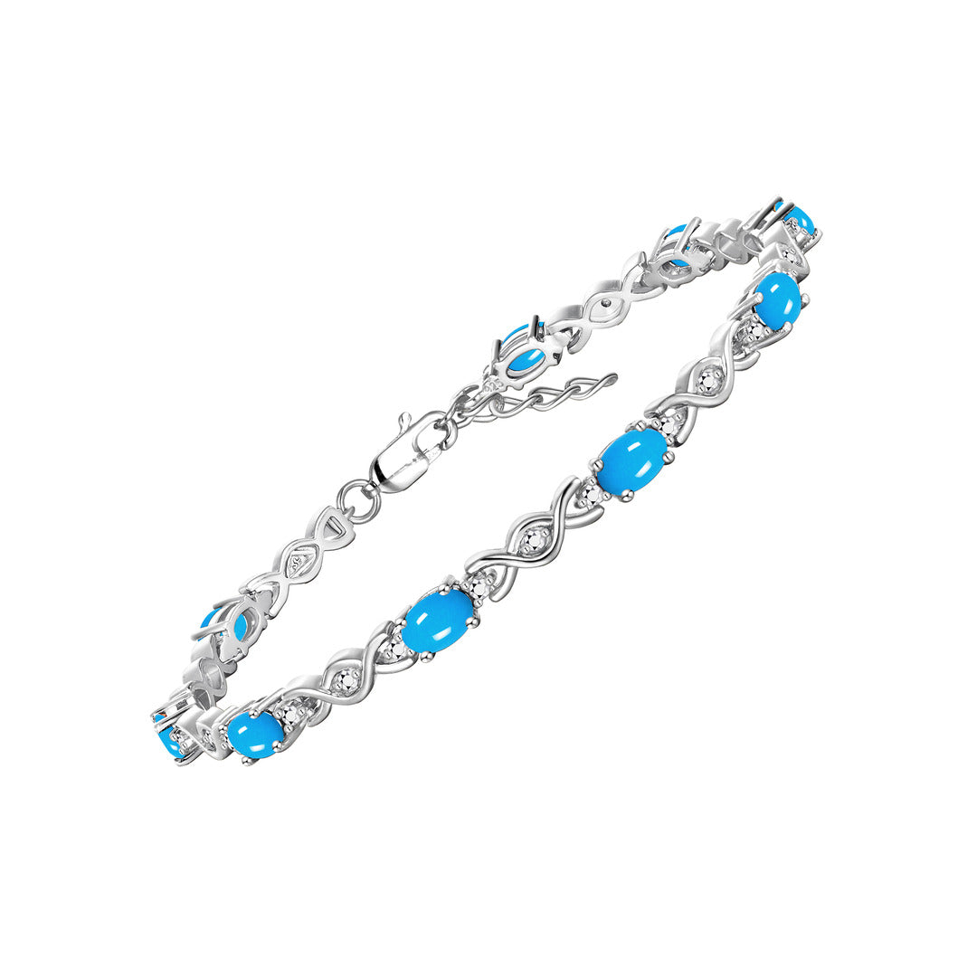 RYLOS Bracelets for Women 925 Sterling Silver XOXO Hugs & Kisses Tennis Bracelet Gemstone & Diamonds Adjustable to Fit 7"-8" Wrist, 10 Gorgeous 6X4MM Jewelry for Women Friendship Bracelets