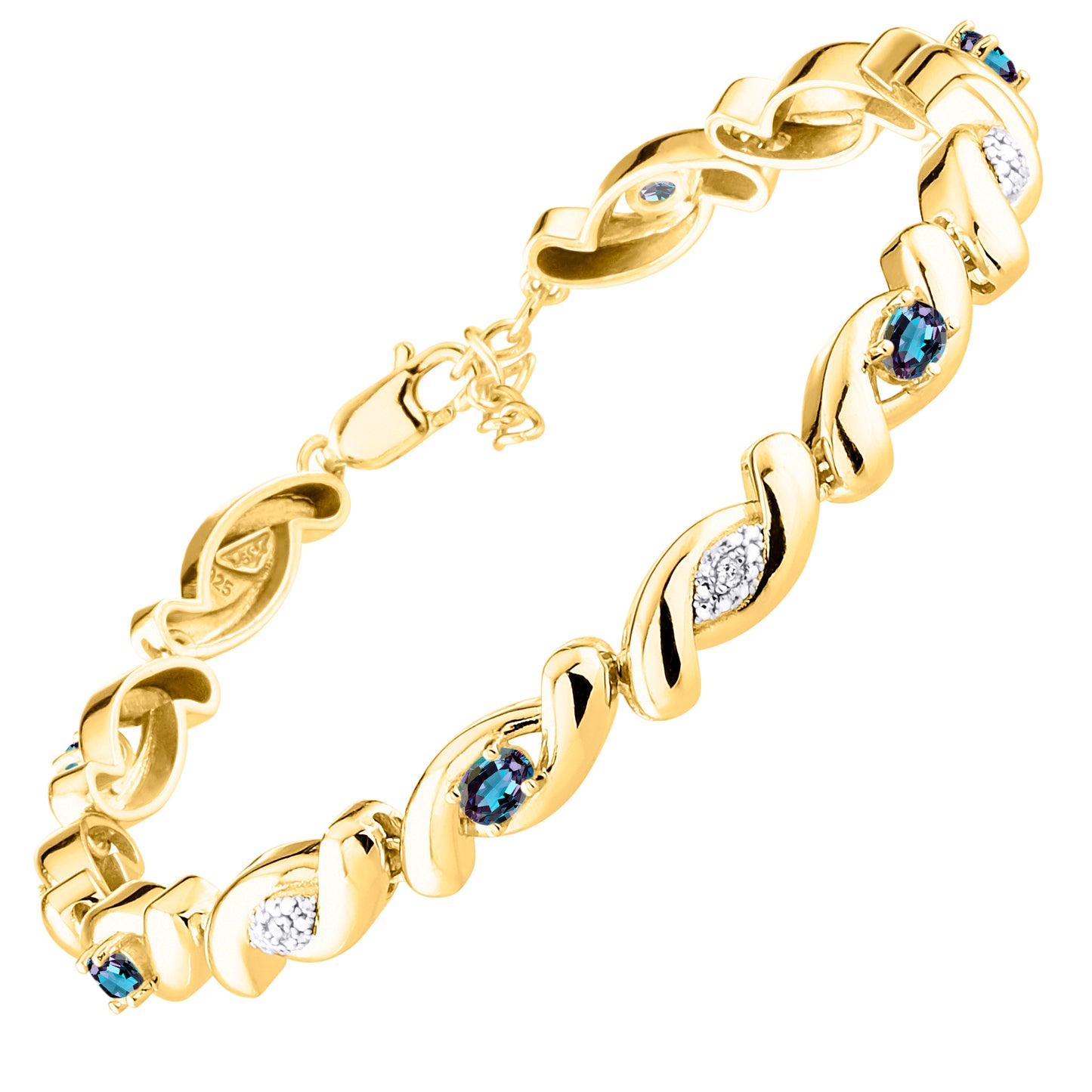 RYLOS Bracelets for Women 925 Silver infinity Twist Tennis Bracelet Gemstone & Diamonds Adjustable to Fit 7"-8" Wrist, 6 Gorgeous 4X3MM Jewelry for Women Friendship Bracelets