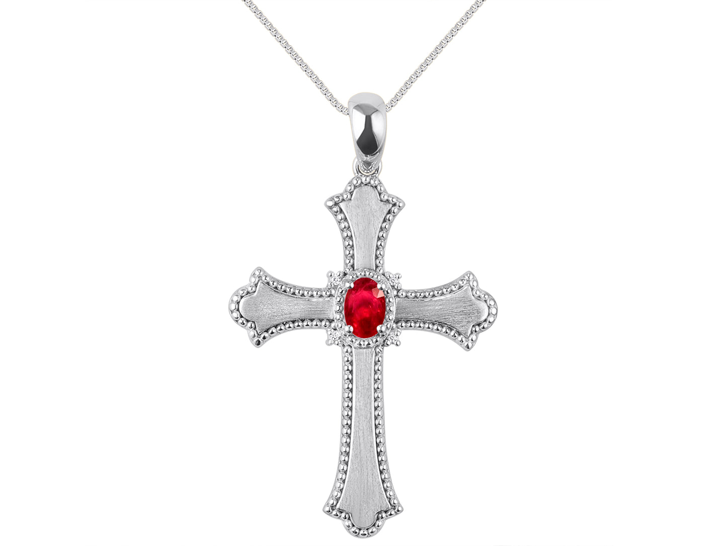 RYLOS Cross Necklace with Gemstones, Diamonds & 18" Chain - 6X4MM Birthstone Pendant for Women - Elegant Diamond Jewelry, Sterling Silver