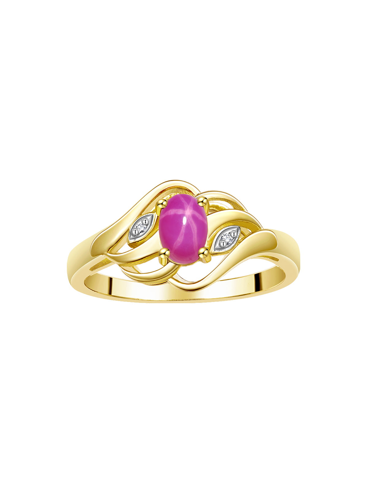 RYLOS Ring featuring Classic Style, 6X4MM Birthstone Gemstone, & Diamonds - Elegant Jewelry for Women in Yellow Gold Plated Silver, Sizes 5-10