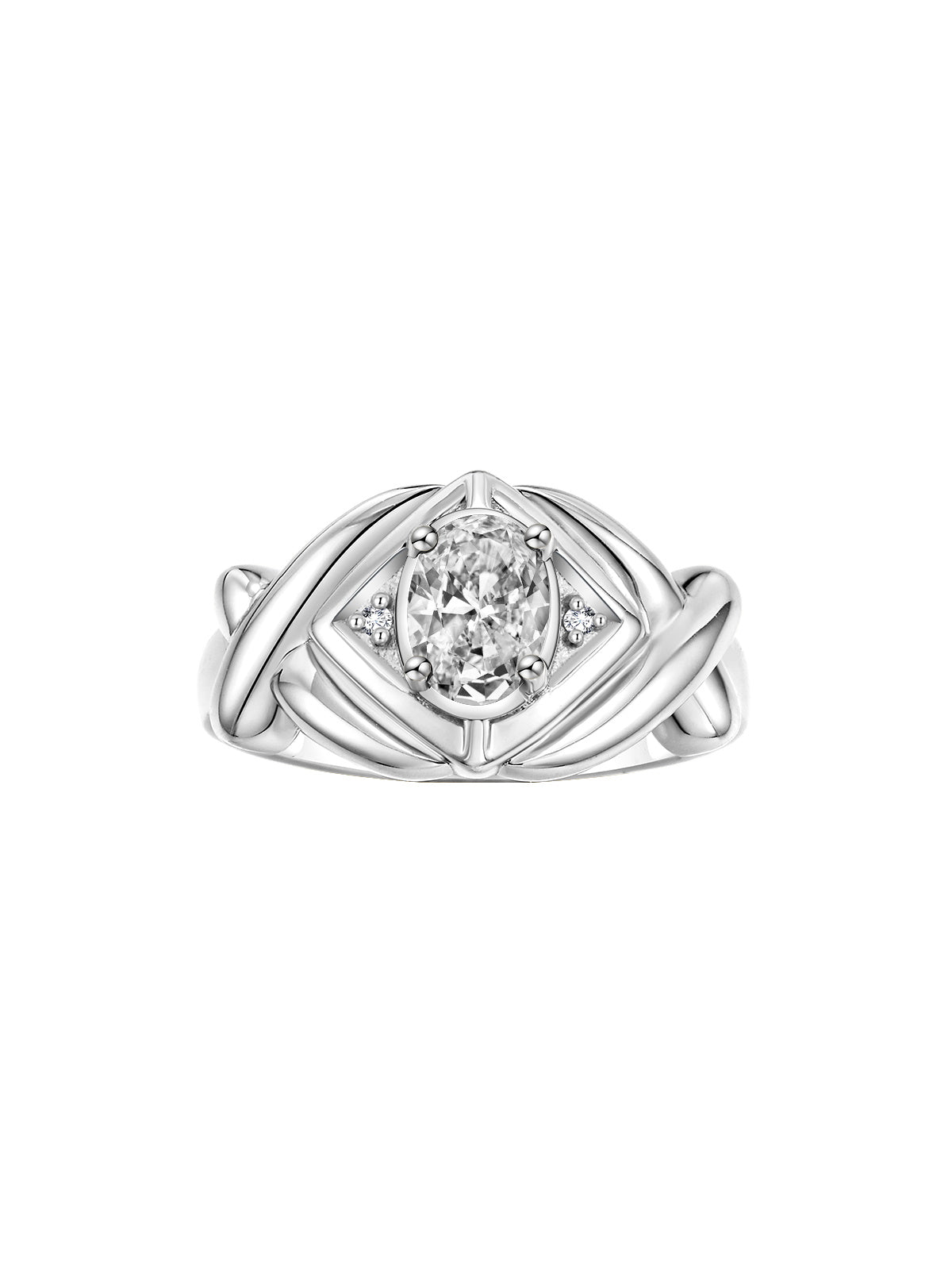 RYLOS 14K White Gold XOXO Hugs & Kisses Ring with 7X5MM Gemstone & Diamonds - Birthstone Jewelry for Women in Gold, Sizes 5-10