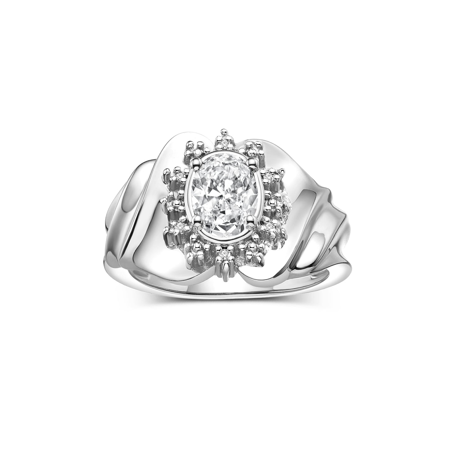 RYLOS 14K White Gold Ring with Oval 7X5MM Gemstone & Sparkling Diamonds – Radiant Birthstone Jewelry for Women – Available in Sizes 5-8