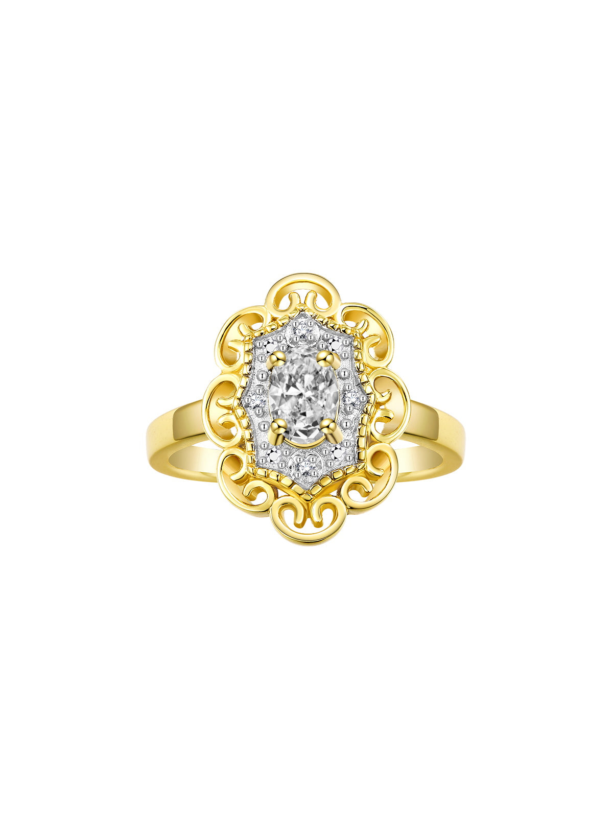 Rylos 14K Yellow Gold Floral Designer Ring with 6X4MM Oval Gemstone & Sparkling Diamonds - Birthstone Jewelry for Women - Available in Sizes 5 to 10 Embrace Elegance!