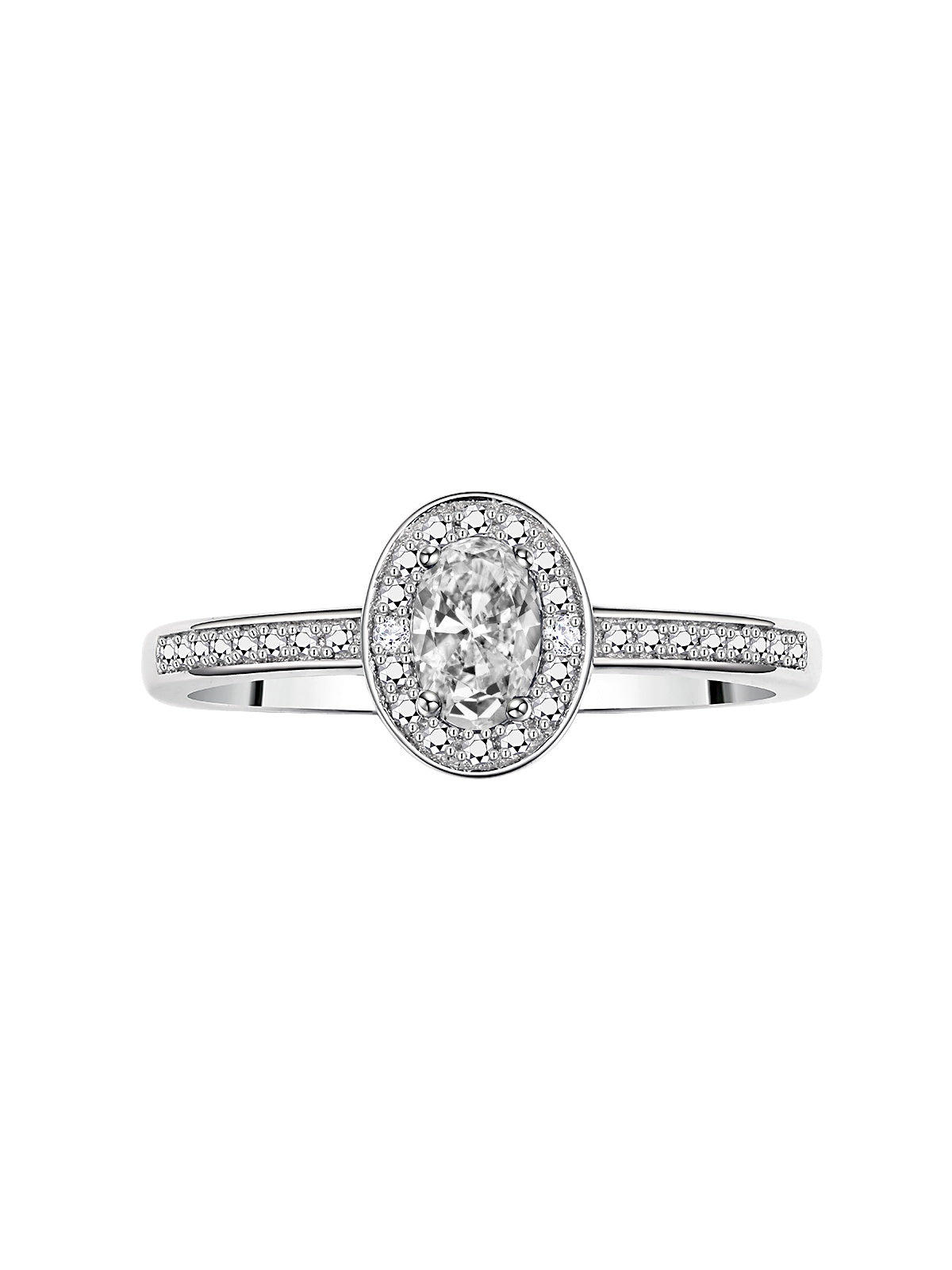 RYLOS 14K White Gold Classic Halo Ring with Diamonds - Birthstone Ring featuring 6X4MM Oval Shape Gemstone - Elegant Jewelry for Women - Available in Sizes 5-10