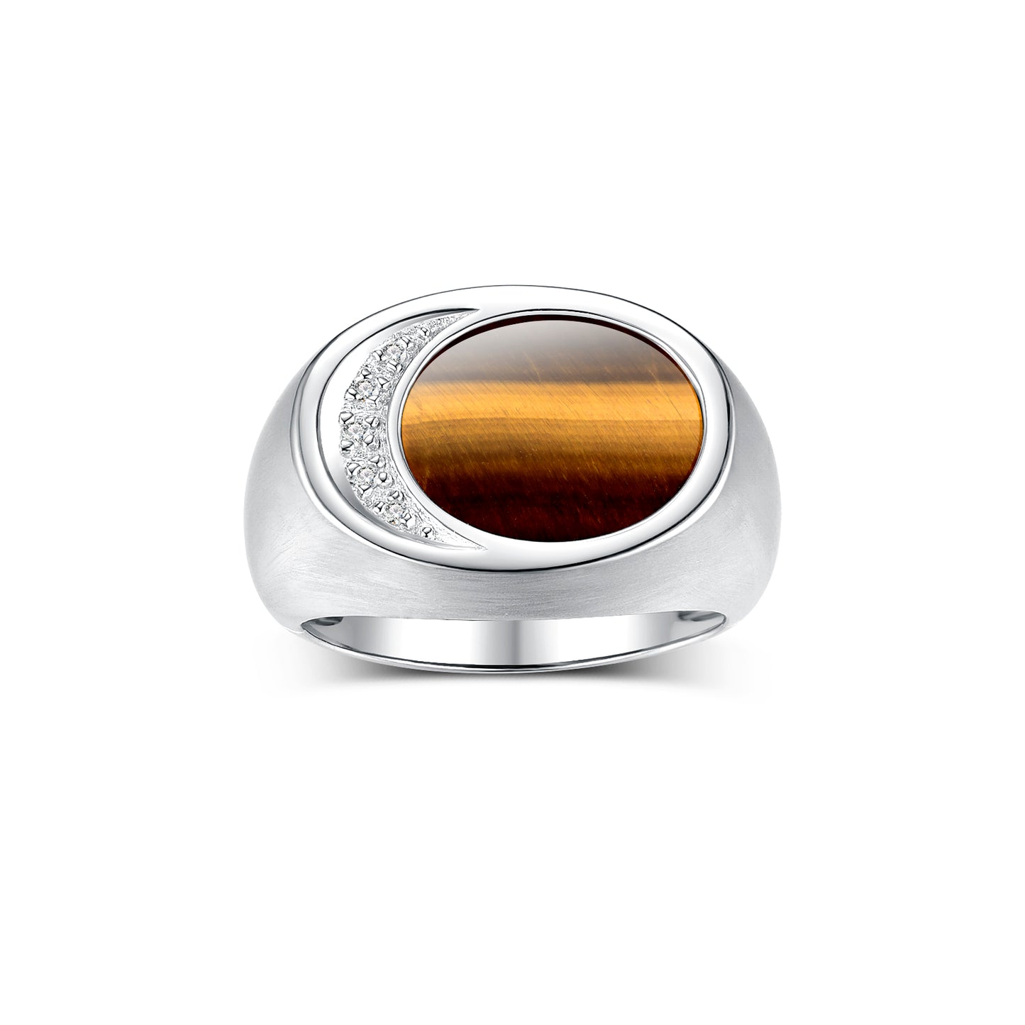 RYLOS Men's Designer Ring in Sterling Silver 925: Features Diamonds around Onyx, Quartz, Tiger Eye, Mosaic Opal and Lapis - Available in Sizes 8-13.