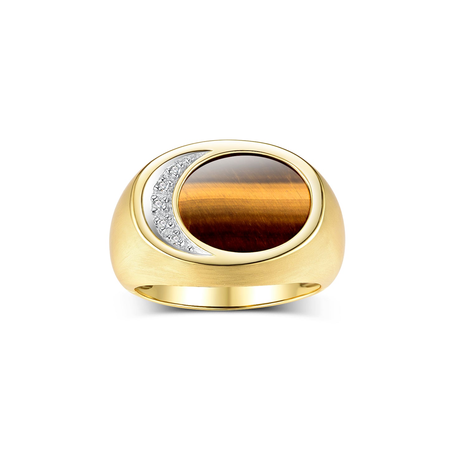 RYLOS Men's Designer Ring in Yellow Gold Plated Silver 925: Features Diamonds around Onyx, Quartz, Tiger Eye, Mosaic Opal and Lapis - Available in Sizes 8-13.