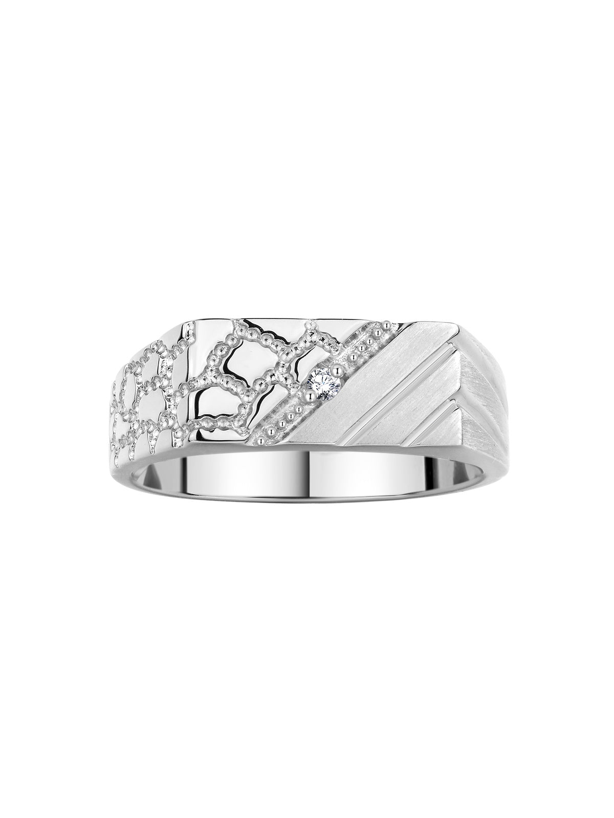 RYLOS Men's Rings Sterling Silver or Yellow Gold Plated Silver Classic 1/2 Nugget Design Ring with eat Mens Jewelry Size 6-13