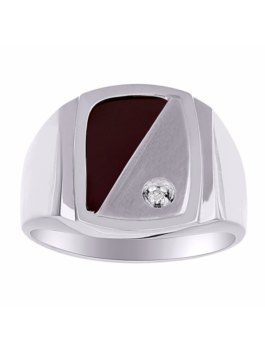 RYLOS Men's Rings 14K White Gold or 14K Yellow Gold Designer Onyx Ring With Diamonds and Black Onyx Rings For Men Sizes 8-13