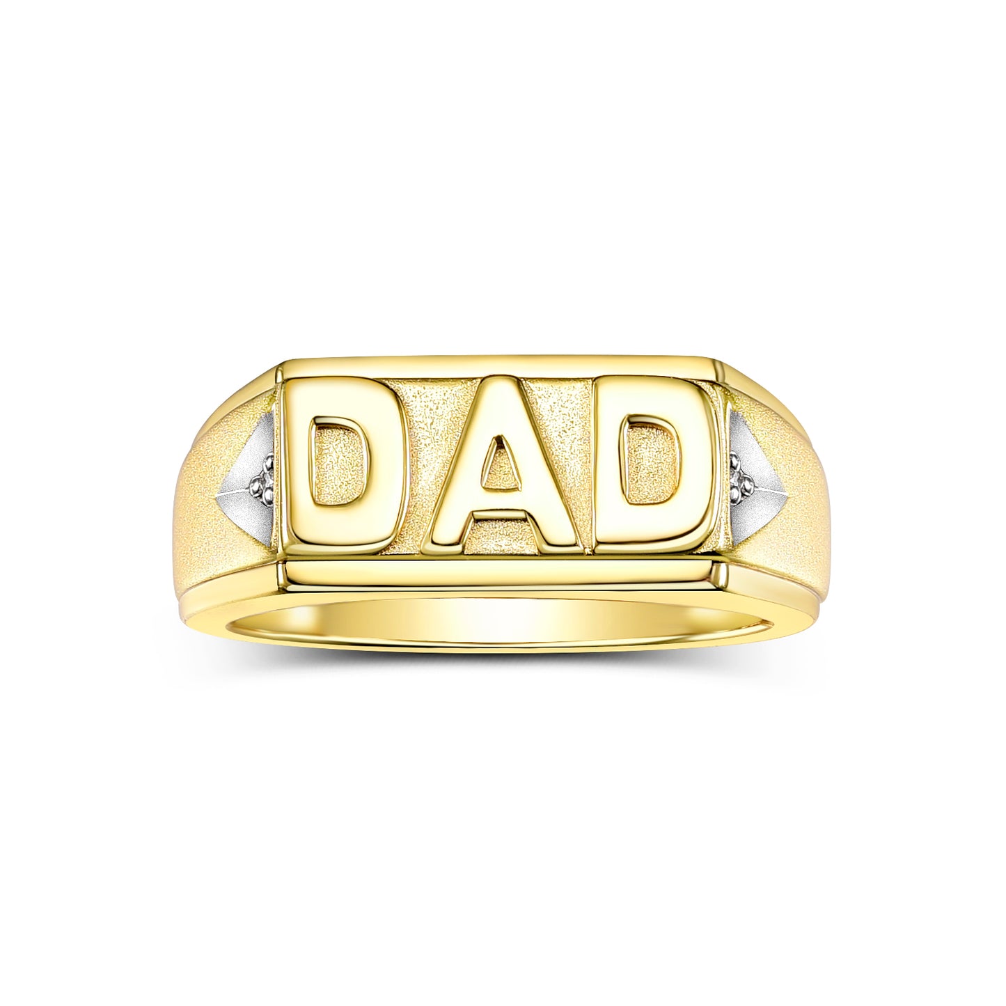 Rylos Men's Classic DAD Ring, Sterling Silver or Gold Plated with Diamond Accents, Elegant Father’s Jewelry, Timeless Gift Ring for Dad, Stylish Men’s Silver Ring, Available in Sizes 6–13