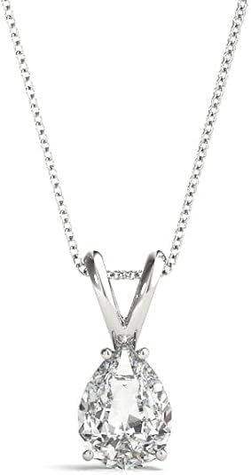 The Diamond Deal 2–5 Carat Lab-Grown Diamond Solitaire Pendant Necklace in 14K White or Rose Gold with 18 Inch Gold Chain