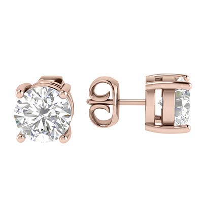 RYLOS 0.5 to 6 Carats Classic Round Diamond Martini Stud Earrings | Genuine 14K White/Rose/Yellow Gold, Sturdy 4-Prong Mounting, Lab-Grown Diamonds Earrings