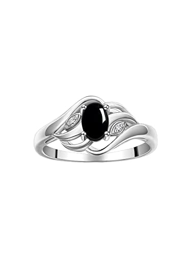 Rylos Ring featuring Classic Style, 6X4MM Birthstone Gemstone, & Diamonds - Elegant Jewelry for Women in Sterling Silver, Sizes 5-10