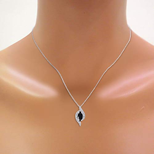 Rylos 14K White Gold Designer Necklace: Marquise Gemstone & Diamond Pendant, 18" Chain, 10X5MM Birthstone, Women's Elegant Jewelry