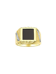 Rylos Men's Rings With Diamonds and Black Onyx, Lucky Tiger Eye or Colored Quartz - Unique Rings for Men, Yellow Gold Plated Silver Rings in Sizes 8-13