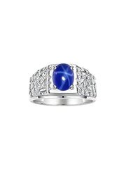 Rylos Men's Rings Designer Nugget Ring: Oval 9X7MM Gemstone & Sparkling Diamonds - Color Stone Birthstone Rings for Men, Sterling Silver Rings in Sizes 8-13. Mens Jewelry