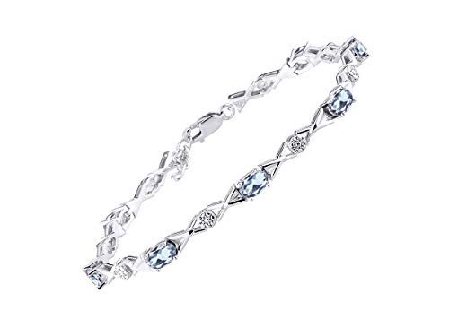 Rylos Bracelets for Women 925 Sterling Silver XOXO Hugs & Kisses Tennis Bracelet Gemstone & Genuine Diamonds Adjustable to Fit 7"-8" Wrist, 10 Gorgeous 6X4MM Jewelry for Women Friendship Bracelets