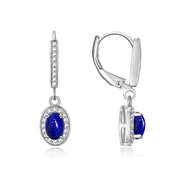 Rylos Matching Jewelry Sterling Silver Halo Designer Set: Ring, Earring & Pendant Necklace. Gemstone & Diamonds, 6X4MM Birthstone. Sizes 5-10.