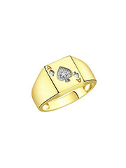 Rylos Gambling Rings Designer Ring: Lucky Ace of Spades Poker Ring with Diamond - Yellow Gold Plated Sterling Silver Ring, Sizes 6-13. Perfect Pinky Ring Choice!