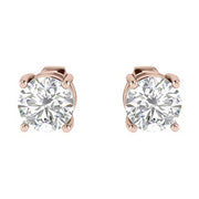 RYLOS 0.5 to 6 Carats Classic Round Diamond Martini Stud Earrings | Genuine 14K White/Rose/Yellow Gold, Sturdy 4-Prong Mounting, Lab-Grown Diamonds Earrings