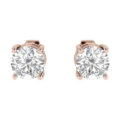 RYLOS 0.5 to 6 Carats Classic Round Diamond Martini Stud Earrings | Genuine 14K White/Rose/Yellow Gold, Sturdy 4-Prong Mounting, Lab-Grown Diamonds Earrings