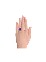 Rylos Rings for Women 14K Gold Plated Silver Designer 16X12MM Emerald Cut Gemstone & Diamond Ring Jewelry Sizes 5-13