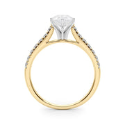 Rylos 14K White/Rose/Yellow Gold Prong Set Prong Set Engagement Ring | Pear Cut | Certified Lab Grown Diamond Ring | VS-SI Quality | Available in Size 5-10