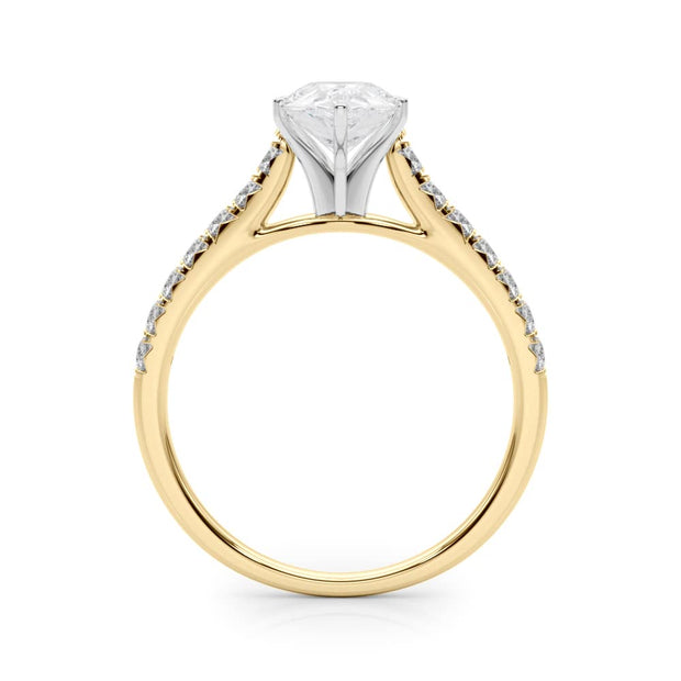 Rylos 14K White/Rose/Yellow Gold Prong Set Prong Set Engagement Ring | Pear Cut | Certified Lab Grown Diamond Ring | VS-SI Quality | Available in Size 5-10