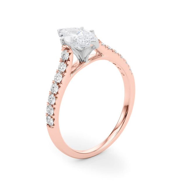 Rylos 14K White/Rose/Yellow Gold Prong Set Prong Set Engagement Ring | Marquise Cut | Certified Lab Grown Diamond Ring | VS-SI Quality | Available in Size 5-10