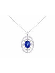 Rylos 14K White Gold Halo Designer Style Necklace: Gemstone & Diamond Pendant, 18" Chain, 12X10MM, Women's Elegant Jewelry