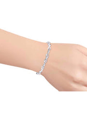 Rylos Diamond Tennis Bracelet Classic 14K White Gold X-O Hugs and Kisses Design Baguette and Round Diamonds - 7" *