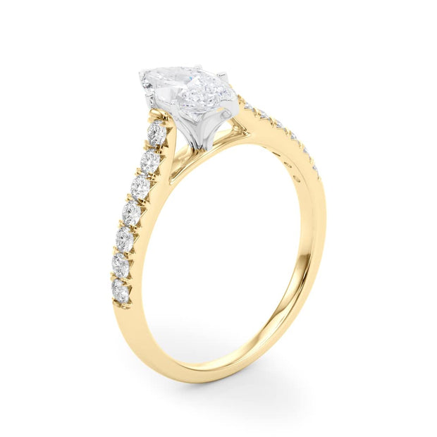 Rylos 14K White/Rose/Yellow Gold Prong Set Prong Set Engagement Ring | Marquise Cut | Certified Lab Grown Diamond Ring | VS-SI Quality | Available in Size 5-10