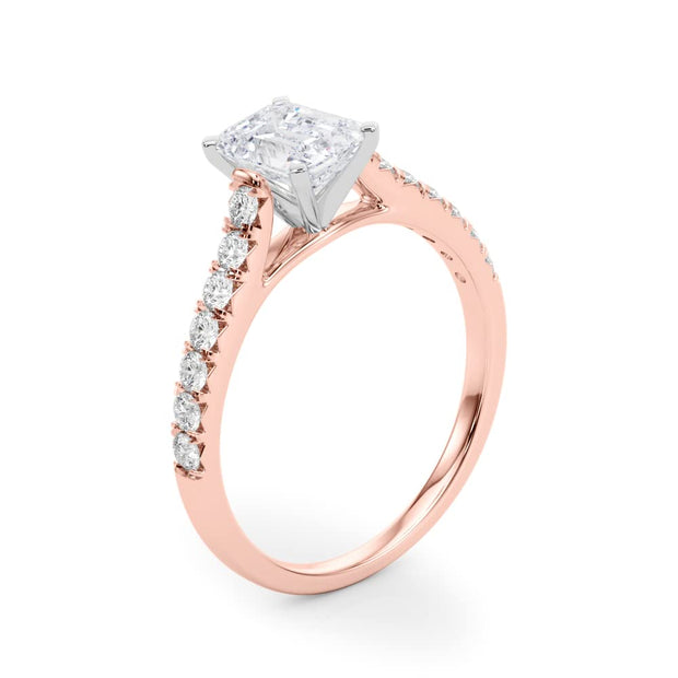 Rylos 14K White/Rose/Yellow Gold Prong Set Prong Set Engagement Ring | Emerald Cut | Certified Lab Grown Diamond Ring | VS-SI Quality | Available in Size 5-10