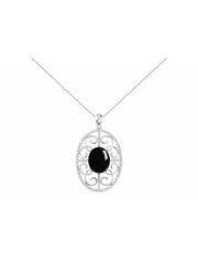 Rylos 14K White Gold Halo Designer Style Necklace: Gemstone & Diamond Pendant, 18" Chain, 12X10MM, Women's Elegant Jewelry