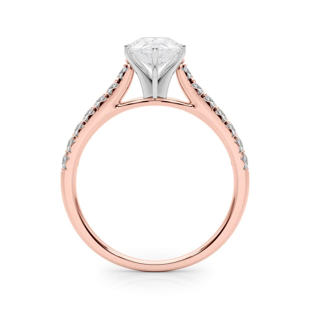 Rylos 14K White/Rose/Yellow Gold Prong Set Prong Set Engagement Ring | Pear Cut | Certified Lab Grown Diamond Ring | VS-SI Quality | Available in Size 5-10