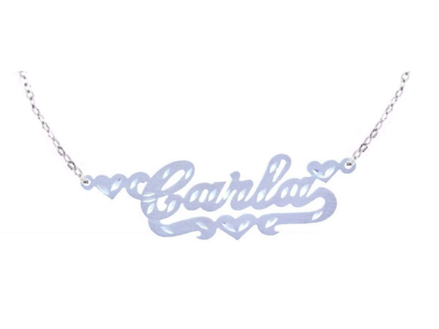 Rylos Necklaces For Women Gold Necklaces for Women & Men 14K White Gold or Yellow Gold Personalized 9MM Nameplate Necklace Diamond Cut Special Order, Made to Order With 18 inch chain. Necklace