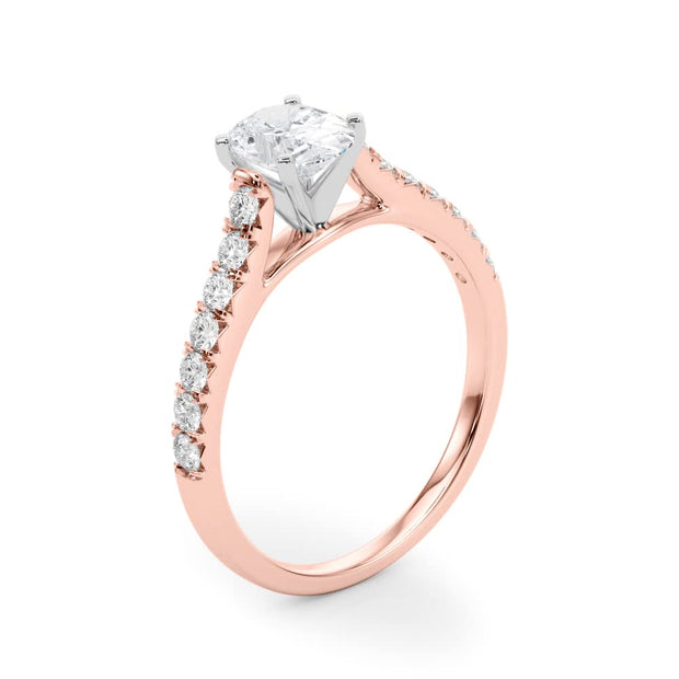 Rylos 14K White/Rose/Yellow Gold Prong Set Prong Set Engagement Ring | Oval Cut | Certified Lab Grown Diamond Ring | VS-SI Quality | Available in Size 5-10