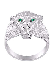 Rylos Lion Head Ring with Gemstone Eyes & Diamond Mouth – Fun Designer Rings in Sizes 6-13 in Sterling Silver