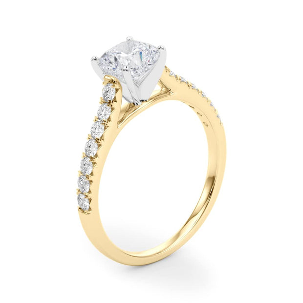 Rylos 14K White/Rose/Yellow Gold Prong Set Prong Set Engagement Ring | Cushion Cut | Certified Lab Grown Diamond Ring | VS-SI Quality | Available in Size 5-10