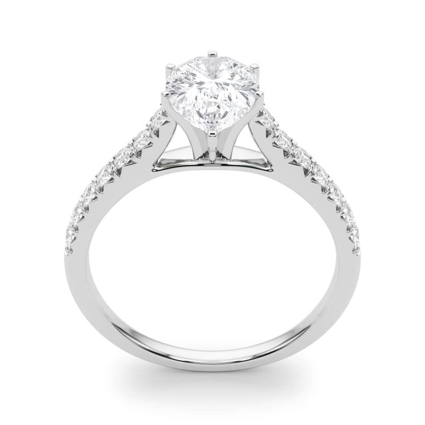 Rylos 14K White/Rose/Yellow Gold Prong Set Prong Set Engagement Ring | Pear Cut | Certified Lab Grown Diamond Ring | VS-SI Quality | Available in Size 5-10