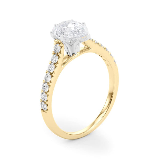 Rylos 14K White/Rose/Yellow Gold Prong Set Prong Set Engagement Ring | Pear Cut | Certified Lab Grown Diamond Ring | VS-SI Quality | Available in Size 5-10