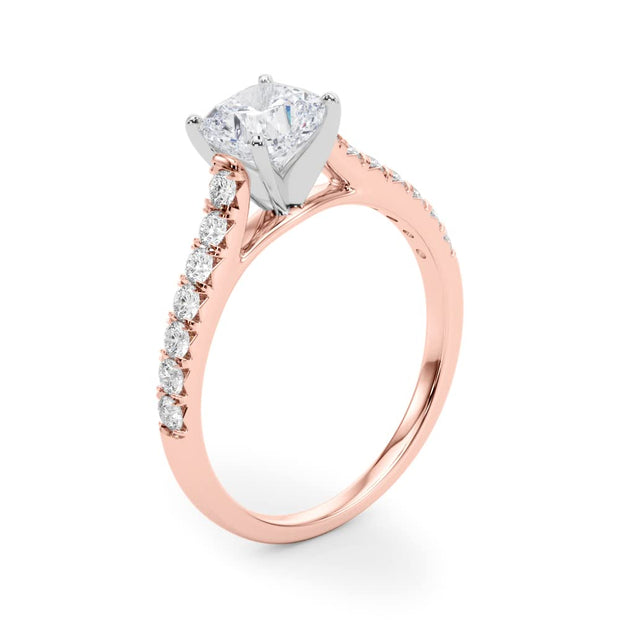 Rylos 14K White/Rose/Yellow Gold Prong Set Prong Set Engagement Ring | Cushion Cut | Certified Lab Grown Diamond Ring | VS-SI Quality | Available in Size 5-10