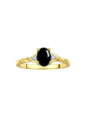 Rylos Yellow Gold Plated Silver Classic Birthstone Ring - 7X5MM Oval Gemstone & Diamonds - Women's Jewelry, Sizes 5-10