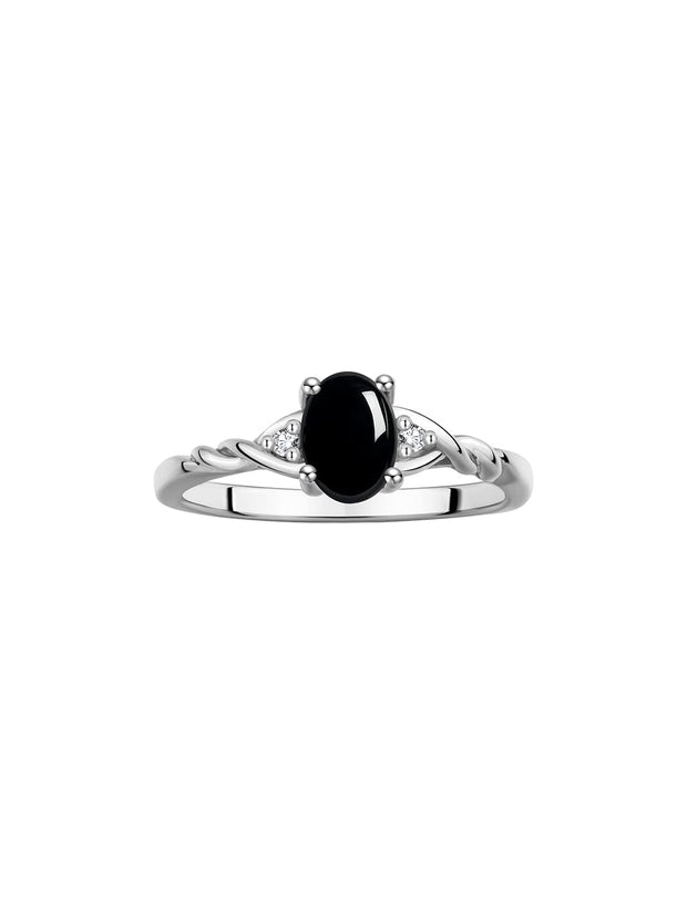 RYLOS Sterling Silver Classic Birthstone Ring - 7X5MM Oval Gemstone & Diamonds - Women's Jewelry, Sizes 5-10