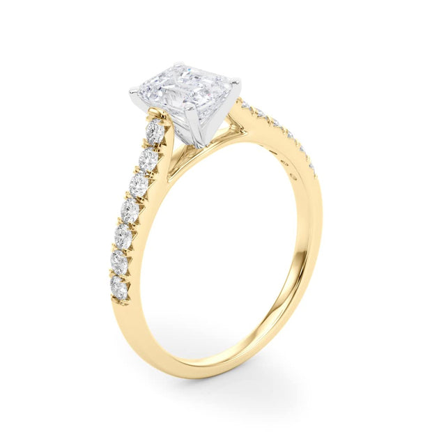 Rylos 14K White/Rose/Yellow Gold Prong Set Prong Set Engagement Ring | Emerald Cut | Certified Lab Grown Diamond Ring | VS-SI Quality | Available in Size 5-10