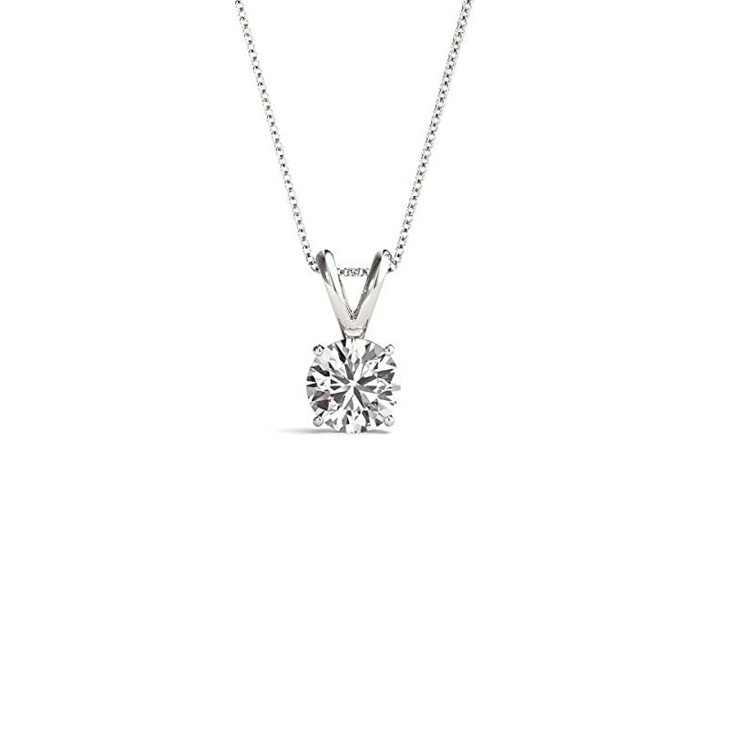 The Diamond Deal 2–5 Carat Lab-Grown Diamond Solitaire Pendant Necklace in 14K White or Rose Gold with 18 Inch Gold Chain
