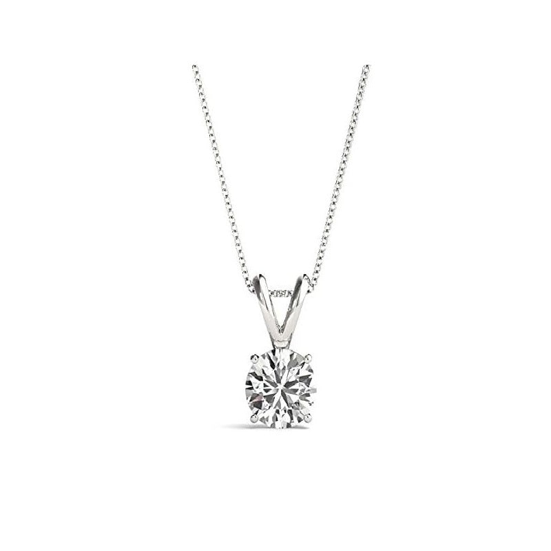 The Diamond Deal 2–5 Carat Lab-Grown Diamond Solitaire Pendant Necklace in 14K White or Rose Gold with 18 Inch Gold Chain