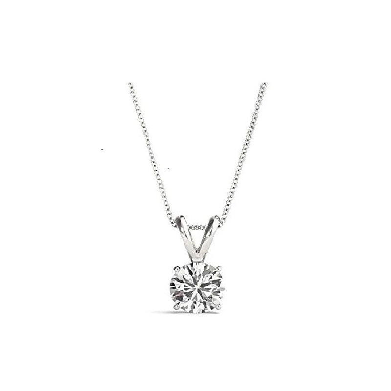 The Diamond Deal 2–5 Carat Lab-Grown Diamond Solitaire Pendant Necklace in 14K White or Rose Gold with 18 Inch Gold Chain