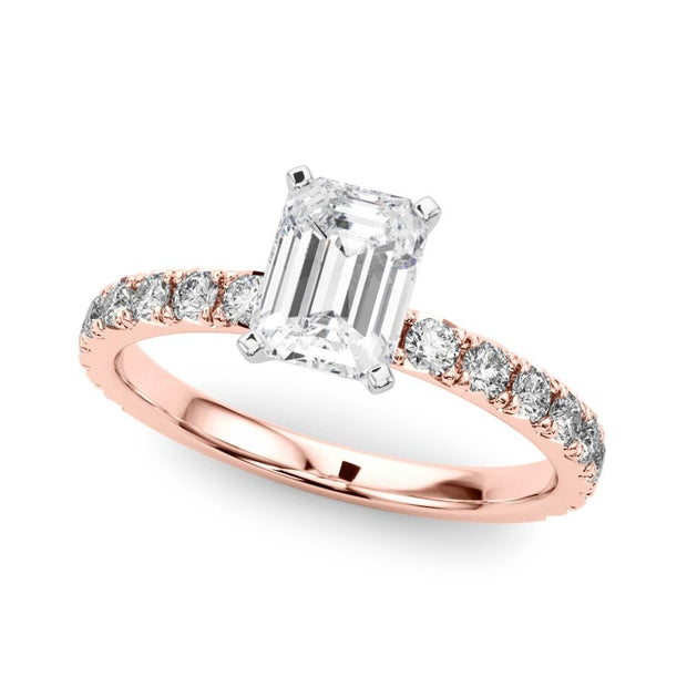 Rylos 14K White/Rose/Yellow Gold Engagement Rings | Emerald Cut | Certified Lab Grown Diamond Ring | VS-SI Quality | Available in Size 5-10